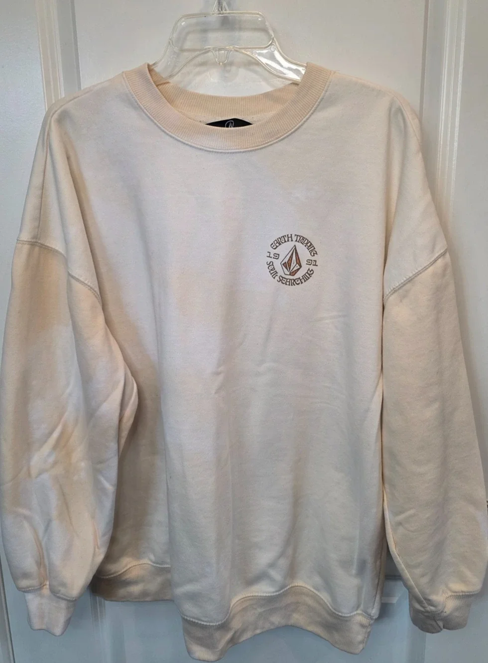 Volcom Crewneck Skate Sweatshirt Men's XL Cream Earth Graphic Tripping Surf